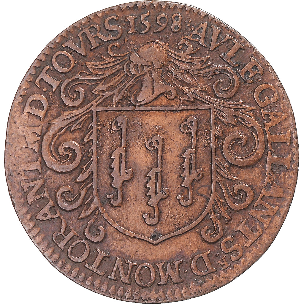 Frankreich, betaalpenning, Touraine, Aule Gallant, maire de Tours, 1598, SS