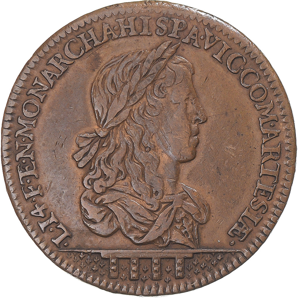 France, Jeton, États d'Artois, Louis XIV Monarque d'Espagne, 1656, TTB, Cuivre