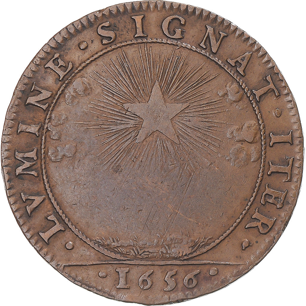 France, Jeton, États d'Artois, Louis XIV Monarque d'Espagne, 1656, TTB, Cuivre