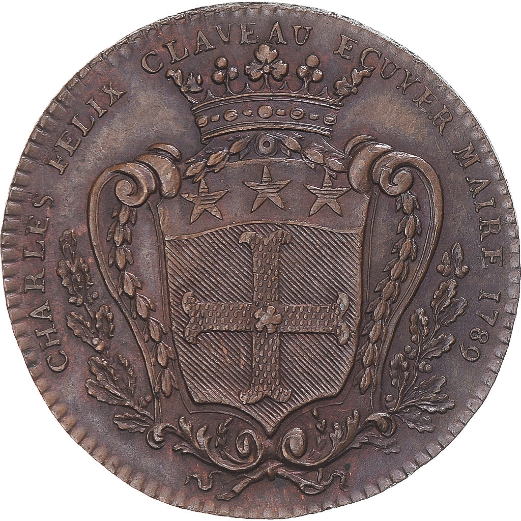 Francia, zeton, Anjou, Charles-Félix Claveau, maire d’Angers, 1789, EBC