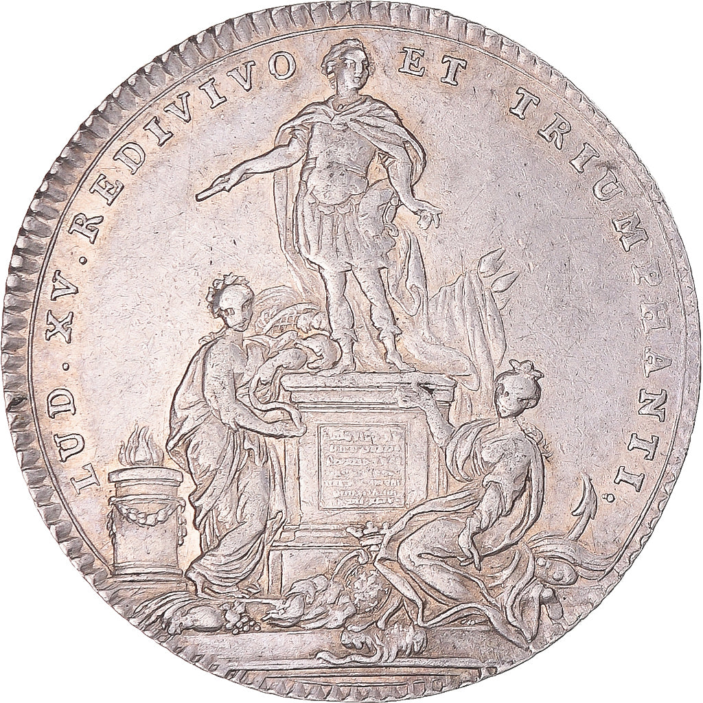 France, Token, Louis XV, États de Bretagne, Rennes, 1754, AU(50-53), Silver