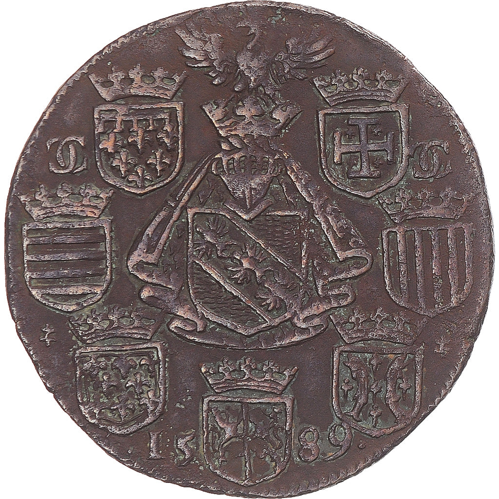 França, Token, Carlos III, duché de Lorraine, 1589, EF(40-45), Cobre