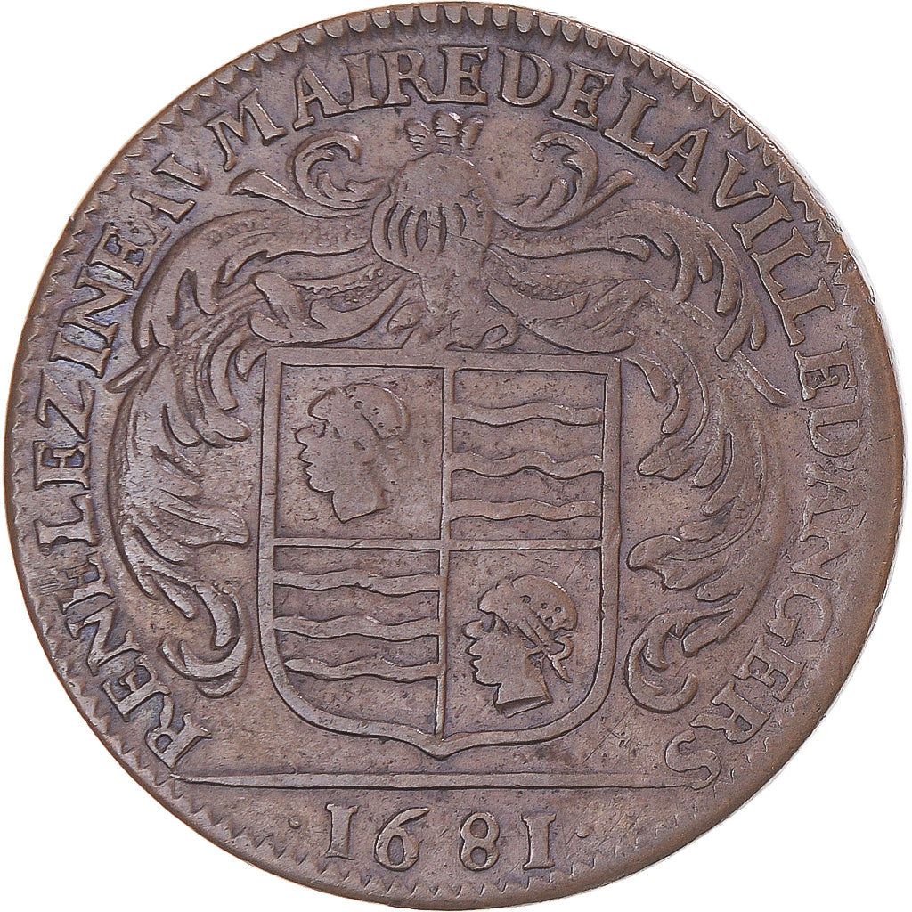 Frankreich, betaalpenning, Anjou, René Lezineau, maire d’Angers, 1681, S+