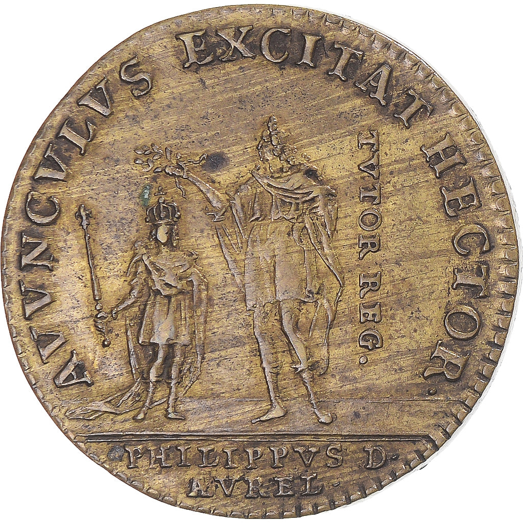 Francia, zeton, Orléanais, régent Philippe d’Orléans, MBC+, Latón