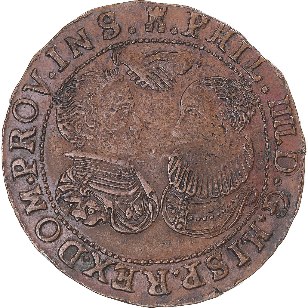 Spanische Niederlande, betaalpenning, Philippe IV & Elisabeth, SS, Kupfer
