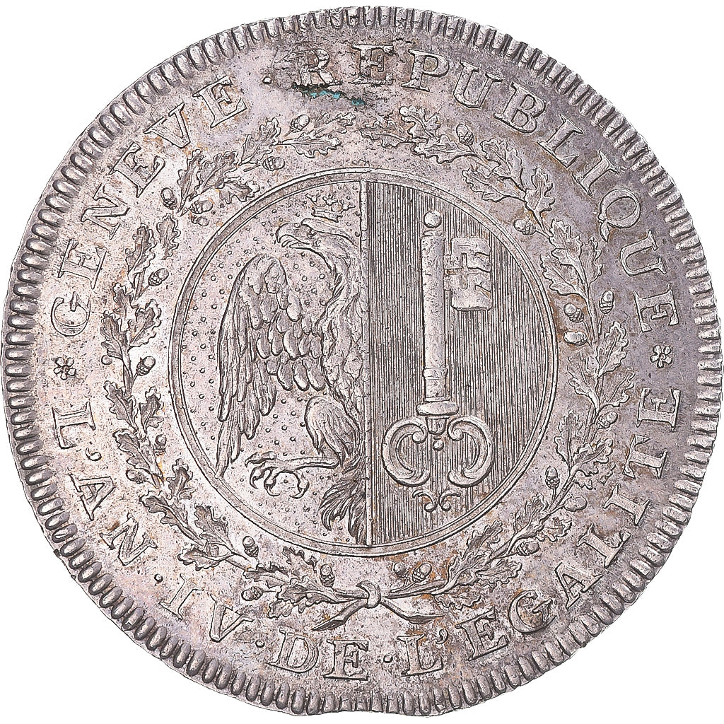 Republic of Geneva, XII florins, IX sols, 1795 / AN IV, Geneva, Silver