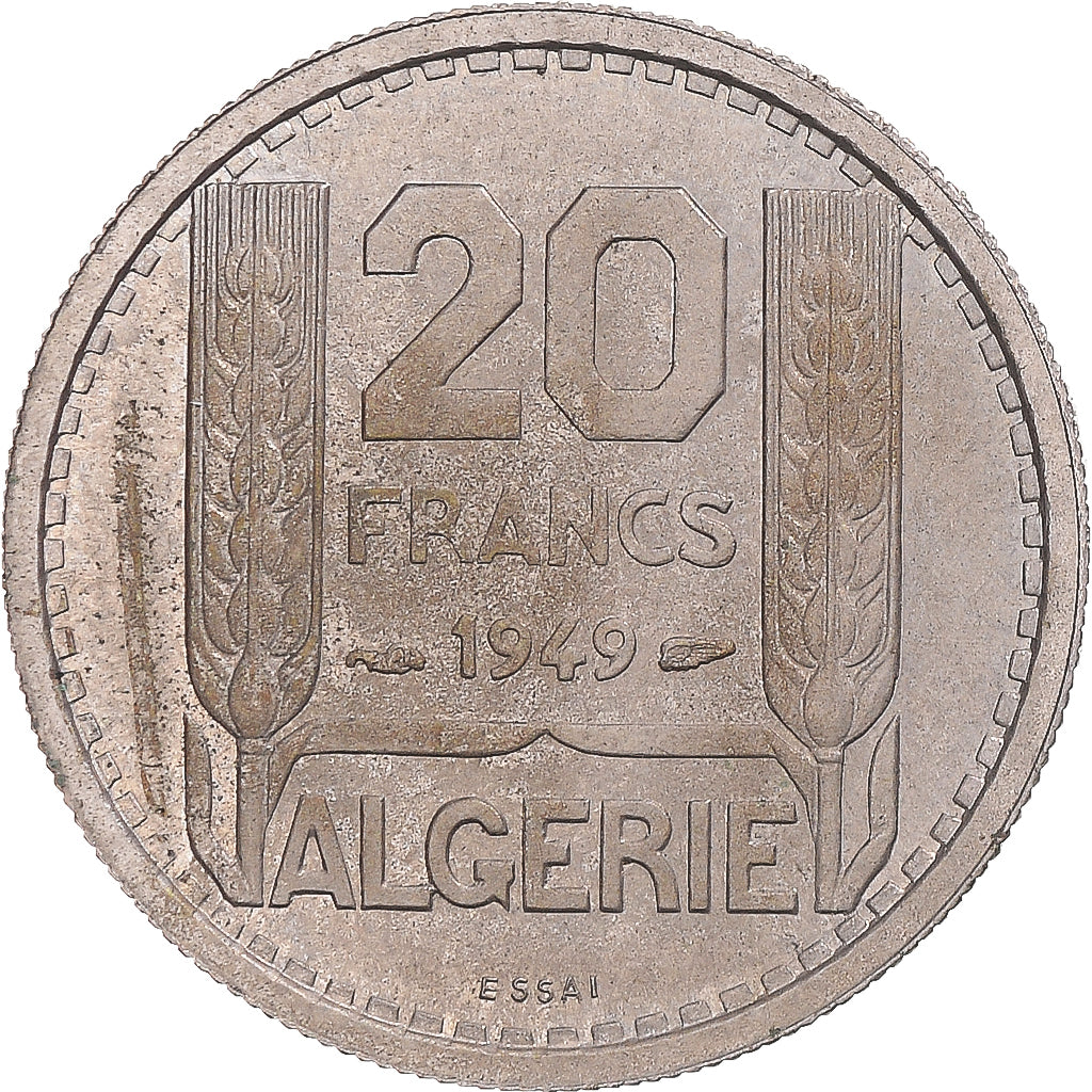 Monnaie, France, Algérie, 20 Francs, 1949, Paris, ESSAI, SUP, Bronze-Aluminium