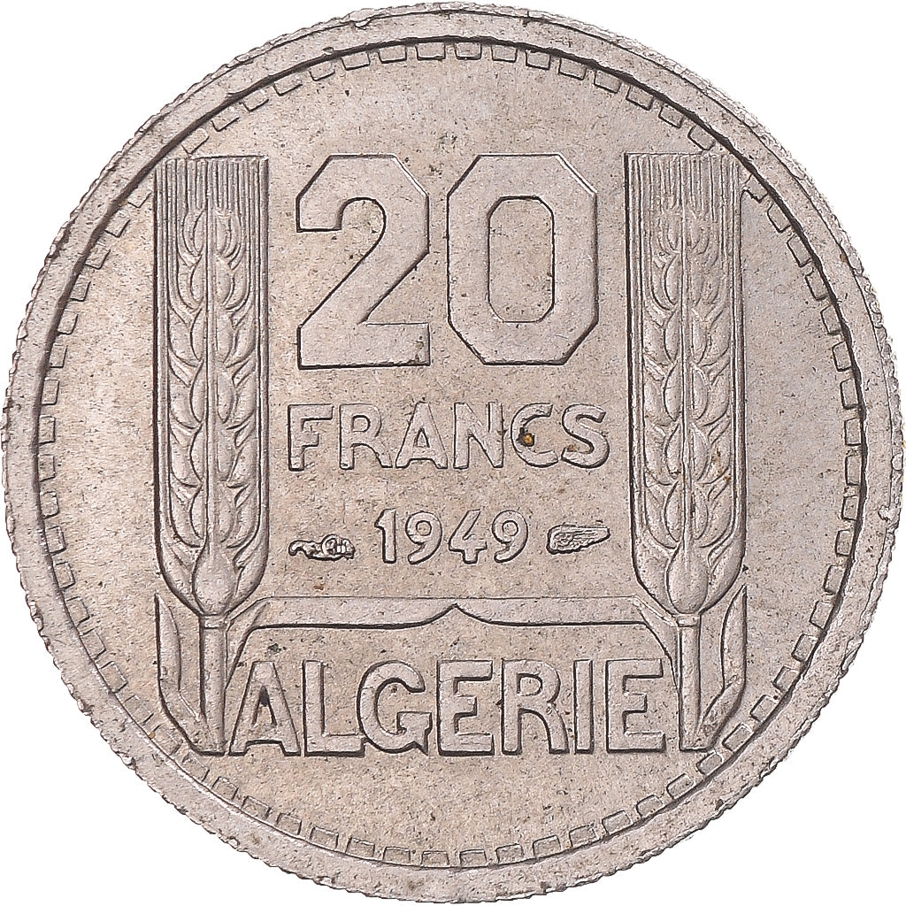 Moneta, Francja, Algérie, 20 Francs, 1949, Paris, EF(40-45), Miedź-Nikiel