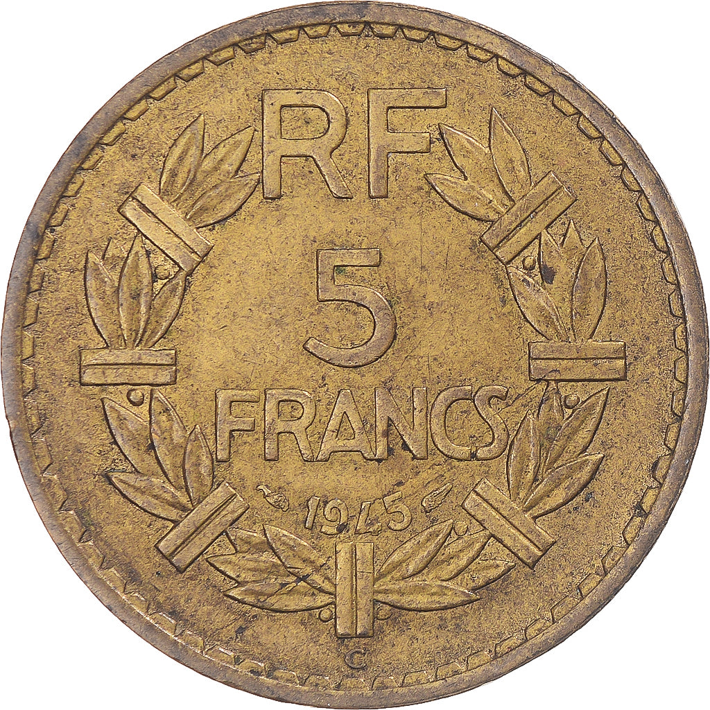 Monnaie, France, Lavrillier, 5 Francs, 1945, Castelsarrasin, TTB