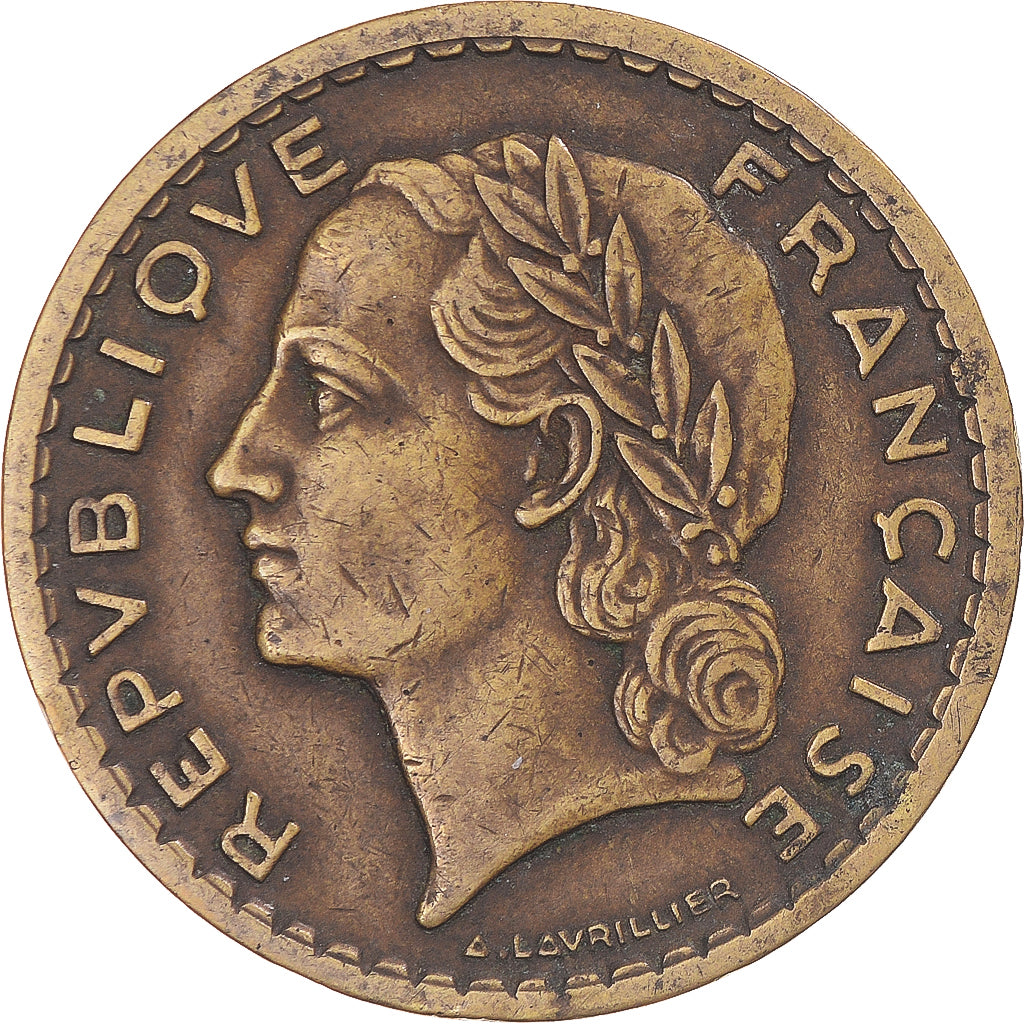 Moneta, Francja, Lavrillier, 5 Francs, 1946, Paris, EF(40-45), Aluminium-Brąz
