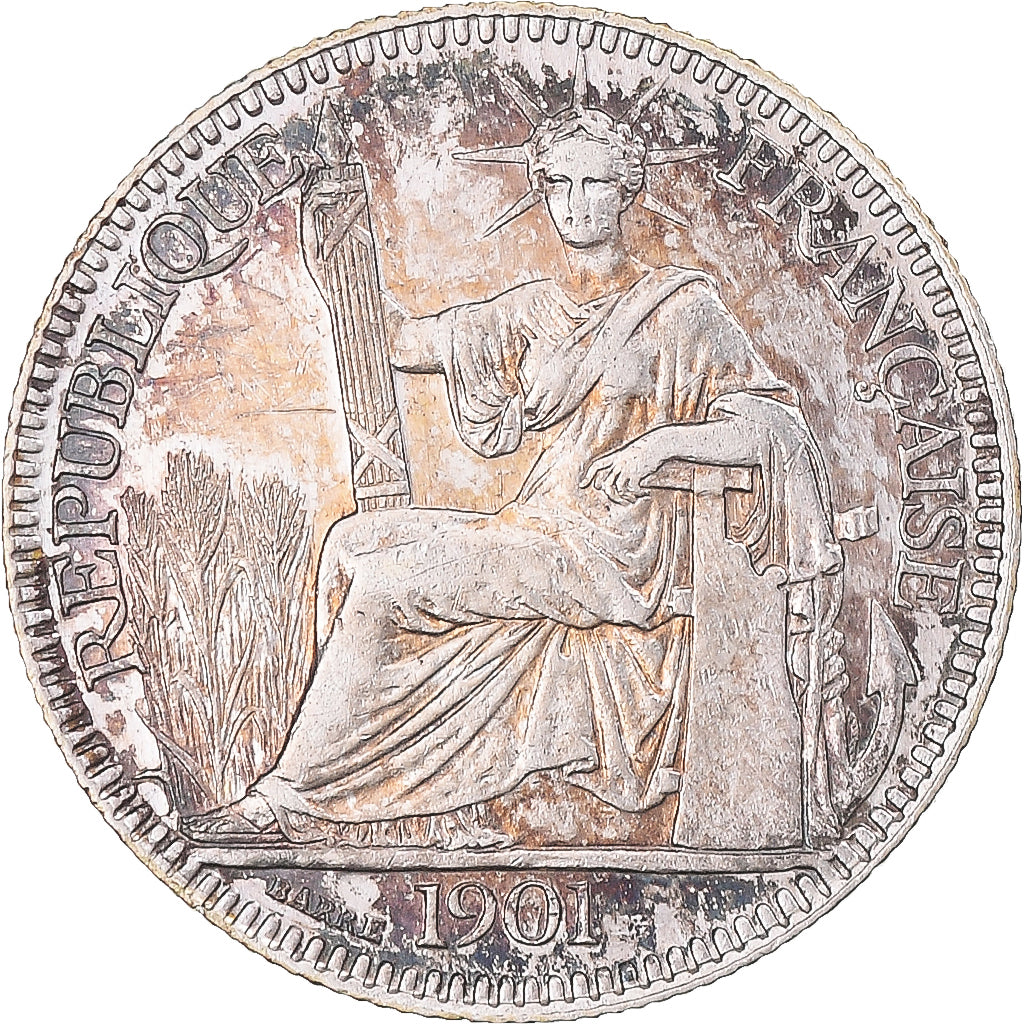 Coin, FRENCH INDO-CHINA, 10 Cents, 1901, Paris, AU(50-53), Silver, KM:9
