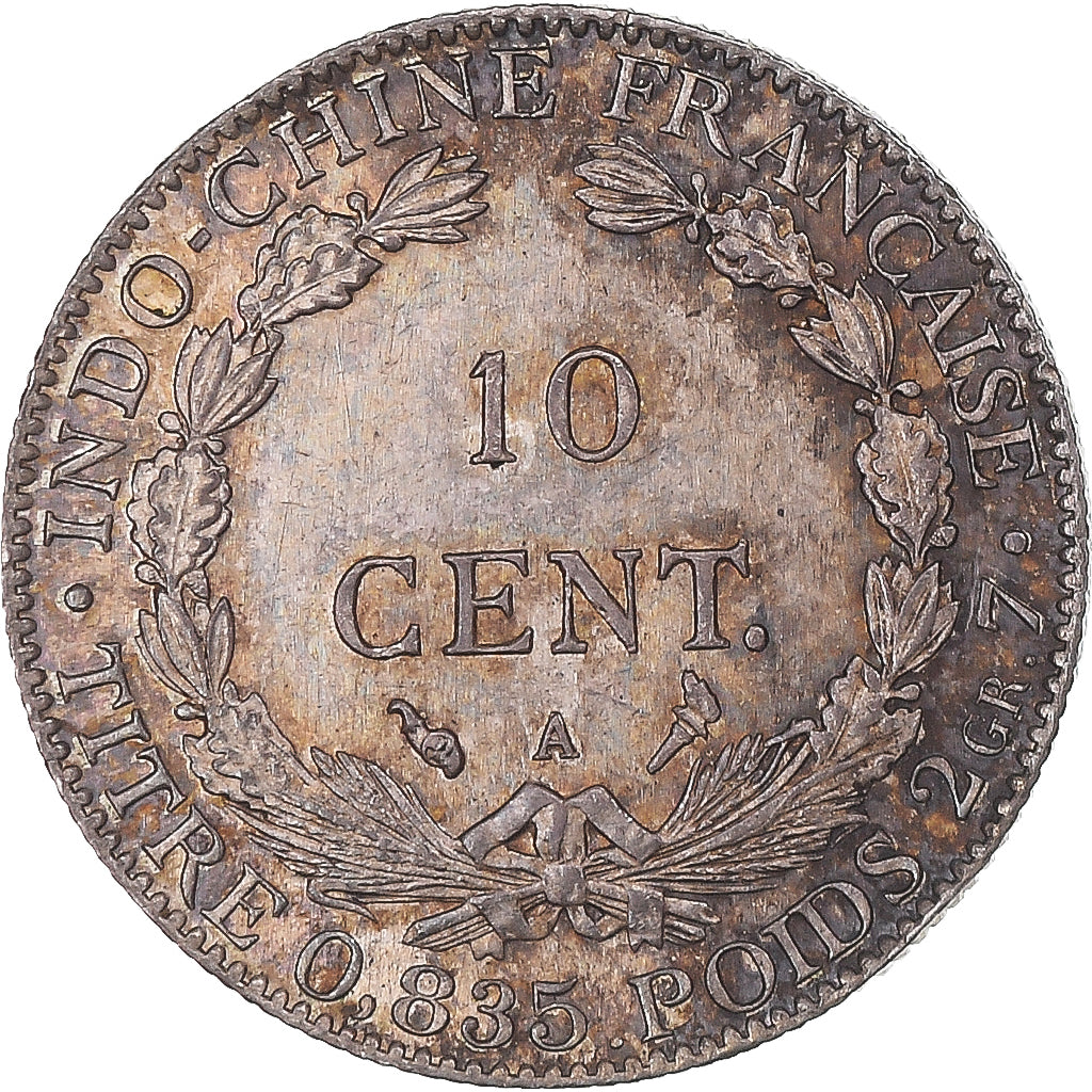 Moeda, INDOCHINA FRANCESA, 10 Cents, 1902, Paris, AU(50-53), Prata, KM:9