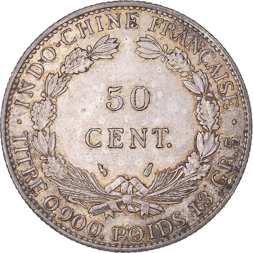 Coin, FRENCH INDO-CHINA, 50 Cents, 1936, Paris, AU(55-58), Silver, KM:4a.2