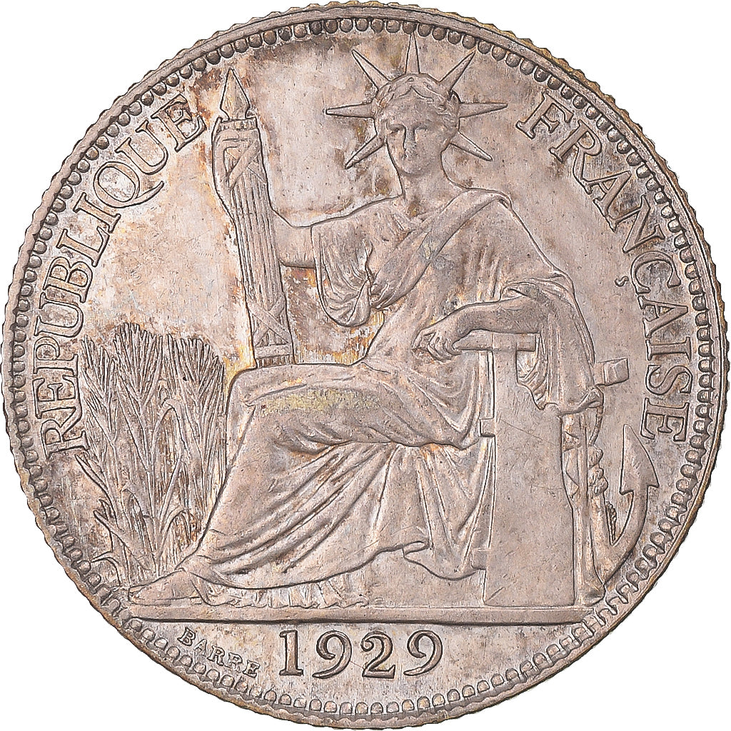 Coin, FRENCH INDO-CHINA, 20 Cents, 1929, Paris, MS(60-62), Silver, KM:17.1