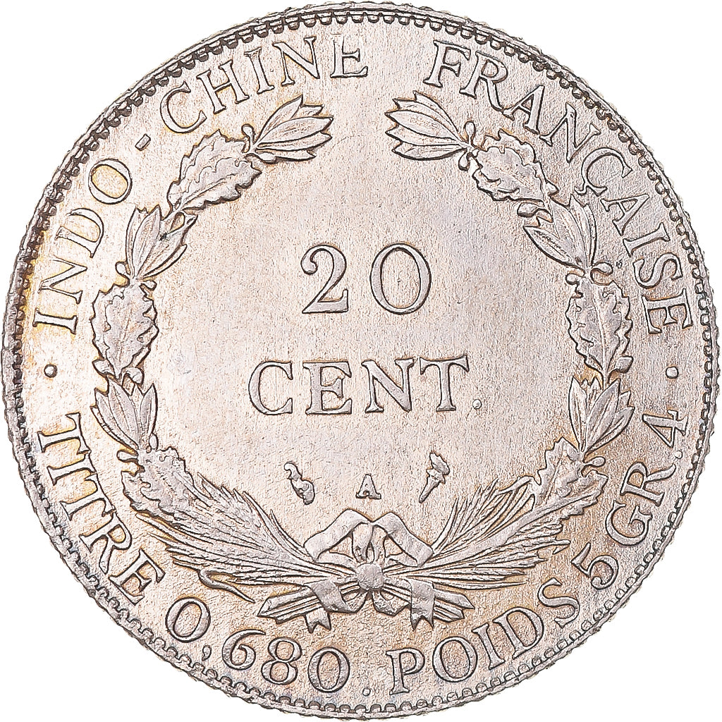 Coin, FRENCH INDO-CHINA, 20 Cents, 1930, Paris, AU(50-53), Silver, KM:17.1