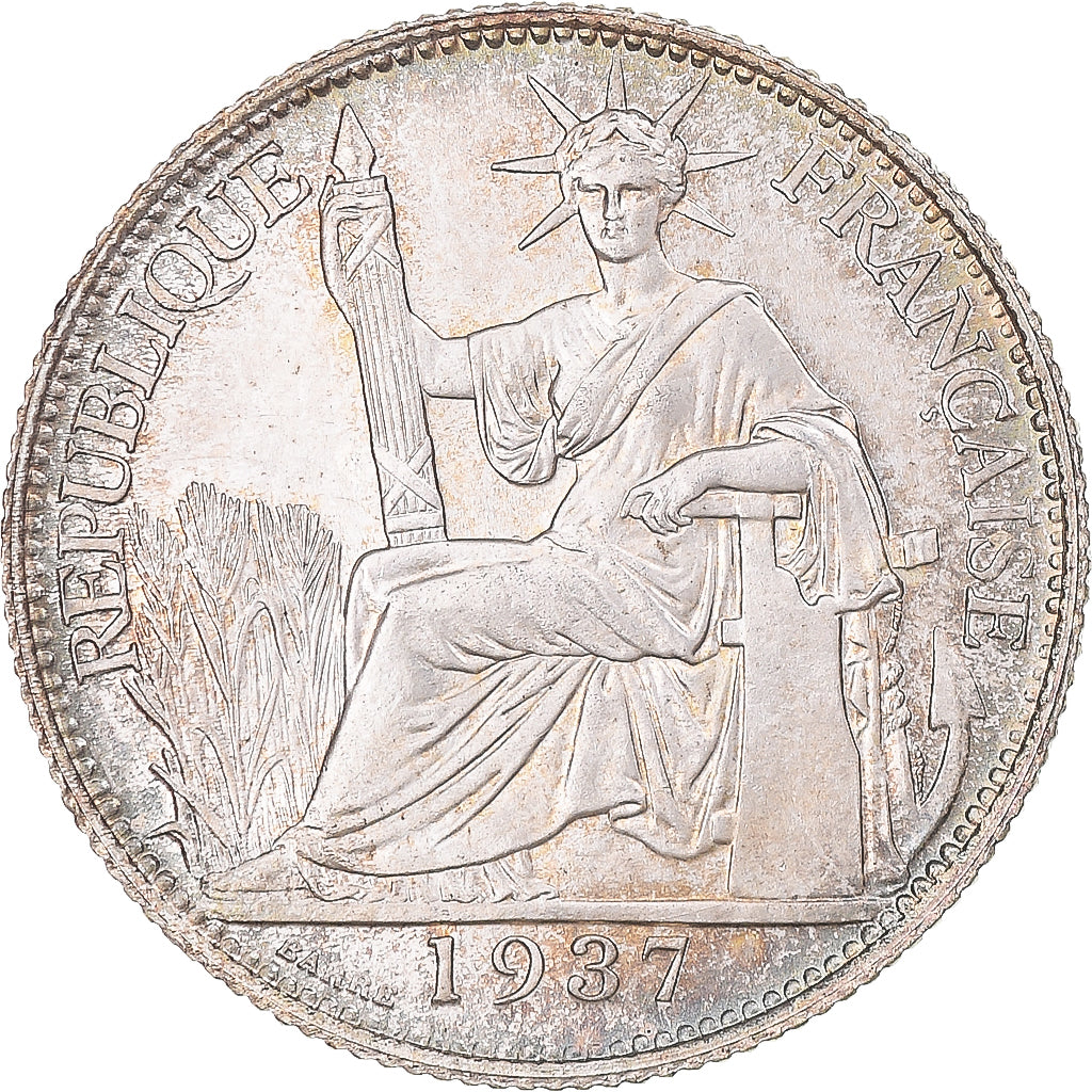Moneta, FRANCUSKIE INDOCHINY, 20 Cents, 1937, Paris, MS(63), Srebro, KM:17.2