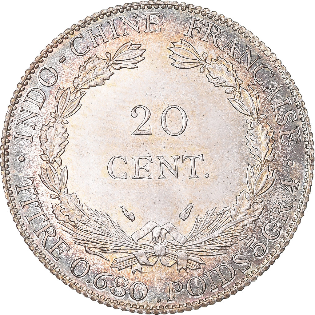 Moneta, FRANCUSKIE INDOCHINY, 20 Cents, 1937, Paris, MS(63), Srebro, KM:17.2