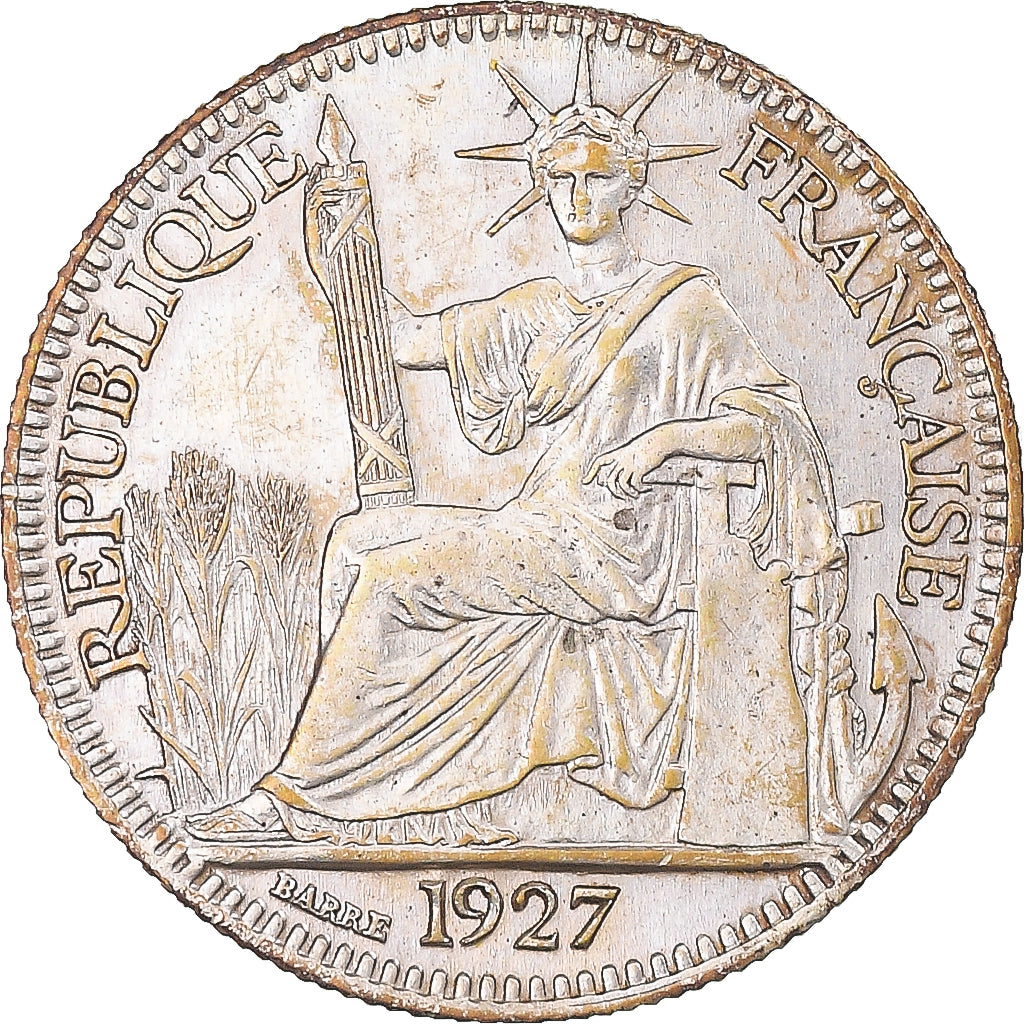 Moneta, FRANCUSKIE INDOCHINY, 10 Cents, 1927, Paris, AU(55-58), Srebro, KM:16.1