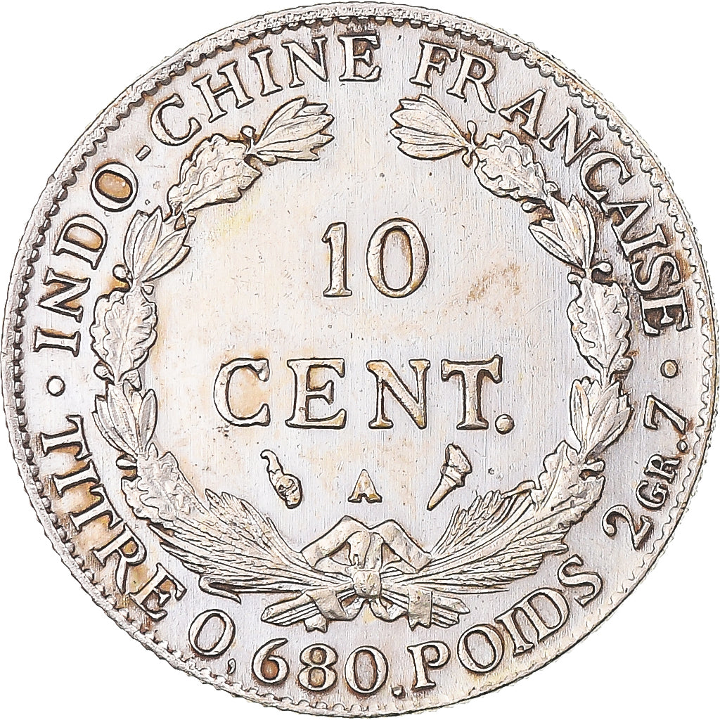 Moneta, FRANCUSKIE INDOCHINY, 10 Cents, 1927, Paris, AU(55-58), Srebro, KM:16.1