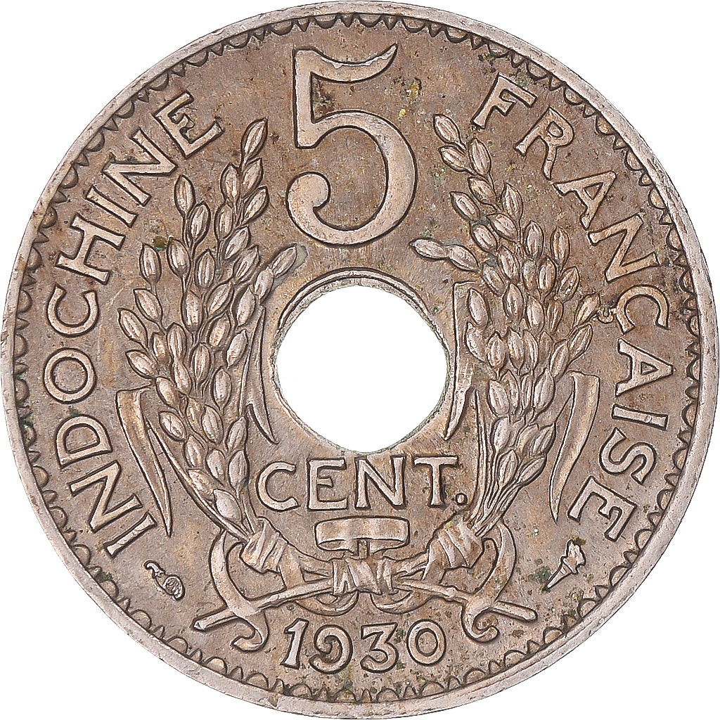 Coin, FRENCH INDO-CHINA, 5 Cents, 1930, Paris, AU(55-58), Copper-nickel, KM:18