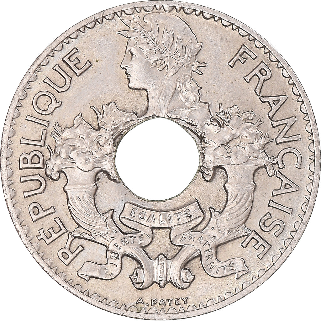French Indo-China, 5 Cents, 1938, Paris, Copper-nickel, AU(55-58)