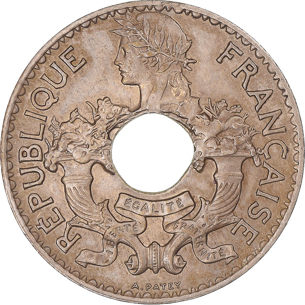 FRENCH INDO-CHINA, 5 Cents, 1938, Paris, Maillechort, MS(60-62), KM:18
