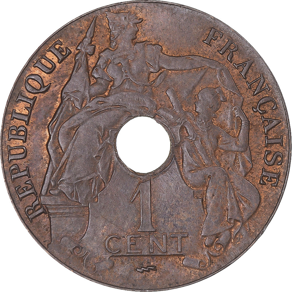 Coin, FRENCH INDO-CHINA, Cent, 1923, Poissy, EF(40-45), Bronze, KM:12.3