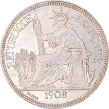 Monnaie, Indochine française, Piastre, 1908, Paris, TTB+, Argent, KM:5a.1