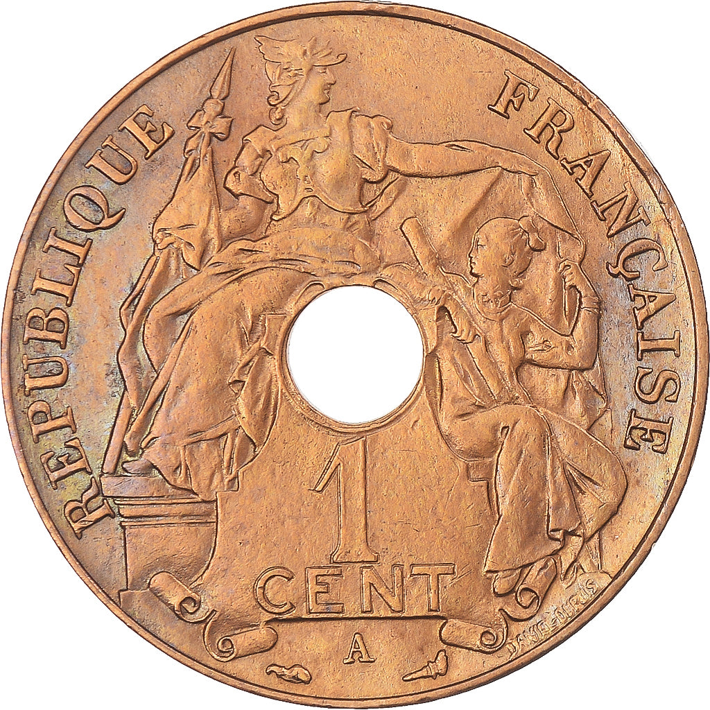 Coin, FRENCH INDO-CHINA, Cent, 1908, Paris, AU(55-58), Bronze, KM:12.1