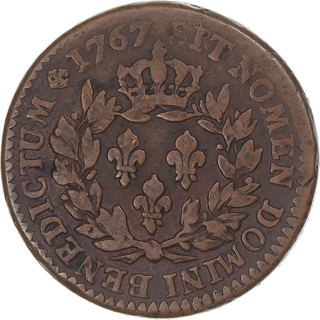 Coin, FRENCH COLONIES, Louis XV, 12 Deniers, Sol, 1767, Paris, VF(30-35)