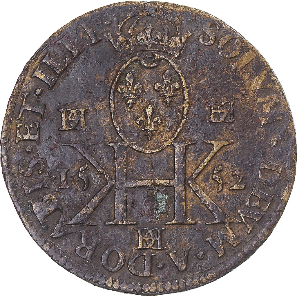 France, Token, Henri II et Catherine de Médicis, 1552, AU(50-53), Brass