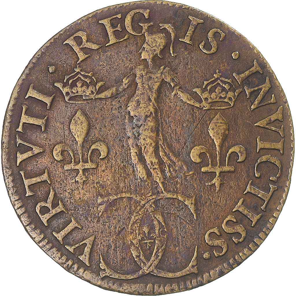 France, Token, Charles IX, Minerve, 1563, EF(40-45), Brass, Feuardent:11673