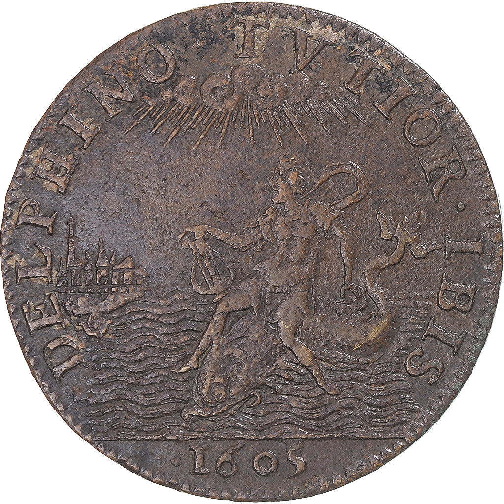 Frankreich, betaalpenning, Dauphiné, Louis XIII dauphin, 1605, SS+, Kupfer