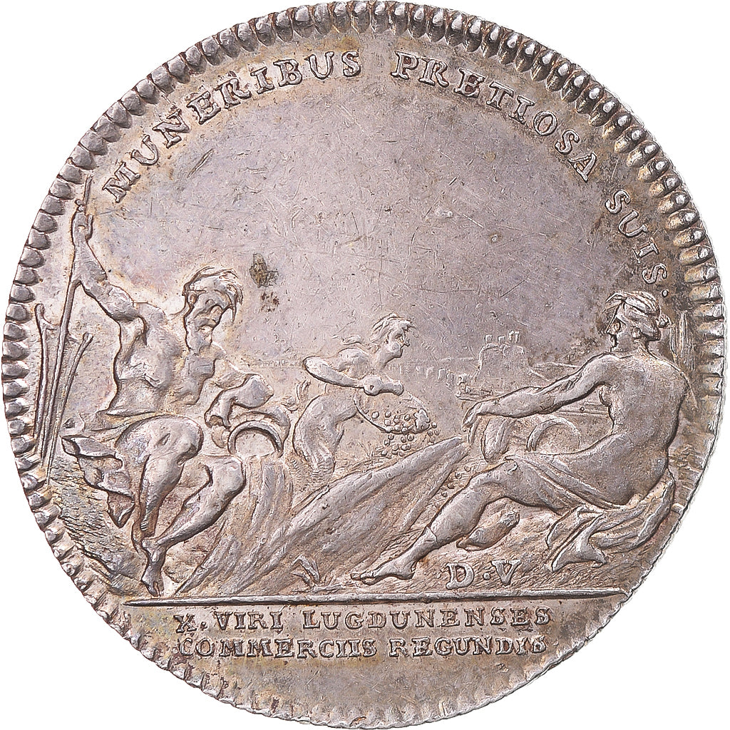 France, Token, Chambre de Commerce de Lyon, 1723, AU(55-58), Silver