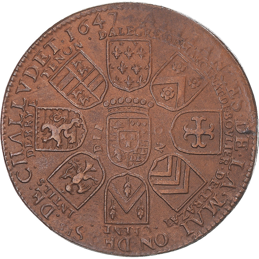 Frankreich, betaalpenning, Nivernais, Pierre de Challudet, 1647, SS+, Kupfer