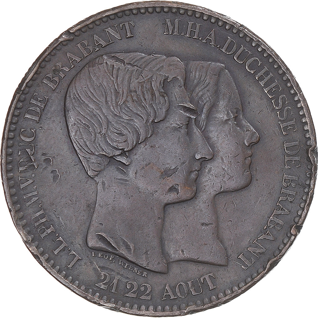 Belgique, Jeton, Mariage Duc-Duchesse de Brabant, 1853, TTB, Bronze