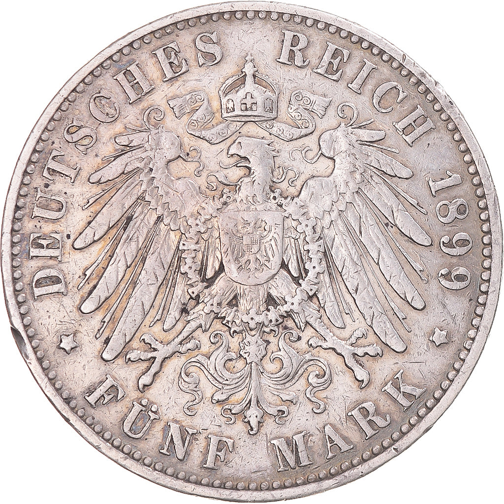 Moneta, Landy niemieckie, SAXONY-ALBERTINE, Albert, 5 Mark, 1899, Muldenhütten