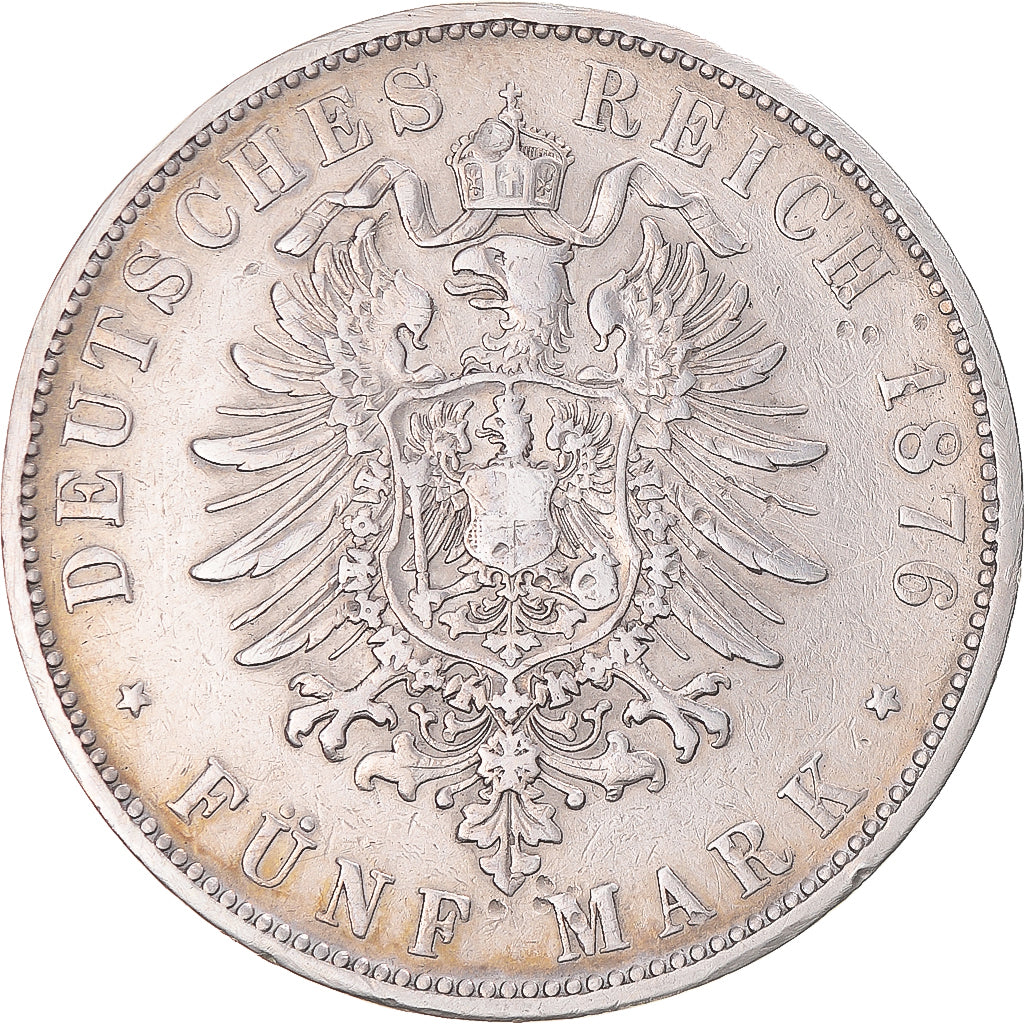Moneta, Landy niemieckie, WURTTEMBERG, Karl I, 5 Mark, 1876, Freudenstadt