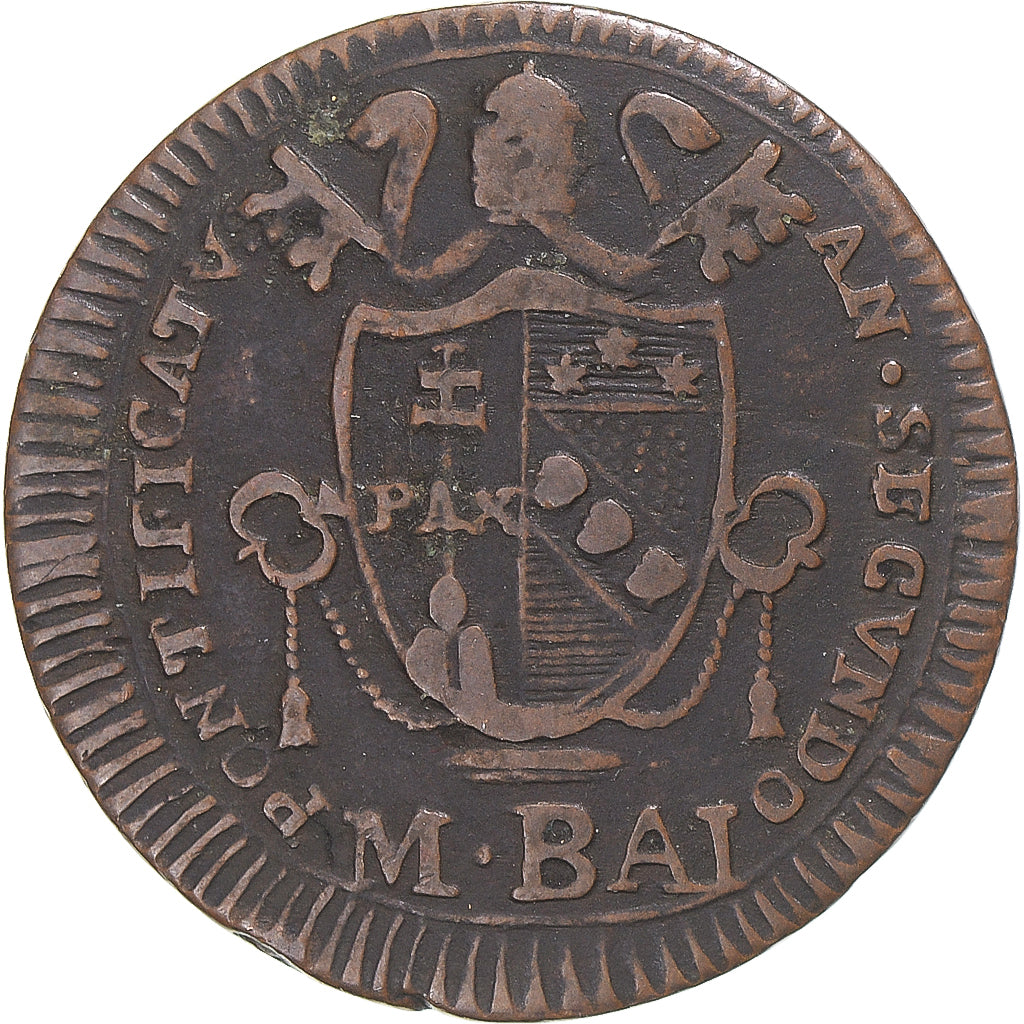 Moneda, Estados italianos, PAPAL STATES, Pius VII, Mezzo (1/2) Baiocco, 1802-II