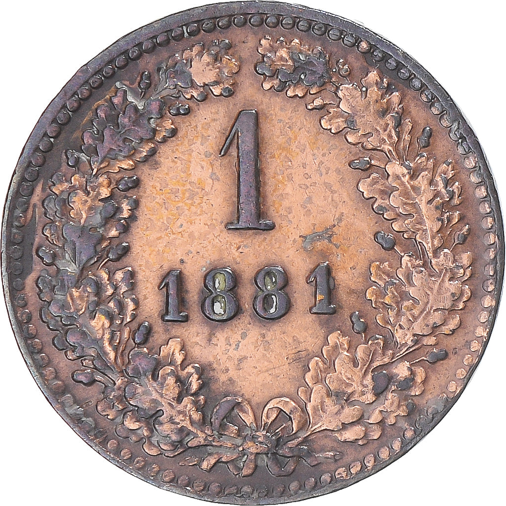 Moneta, Austria, Franz Joseph I, Kreuzer, 1881, Vienna, BB, Rame, KM:2186
