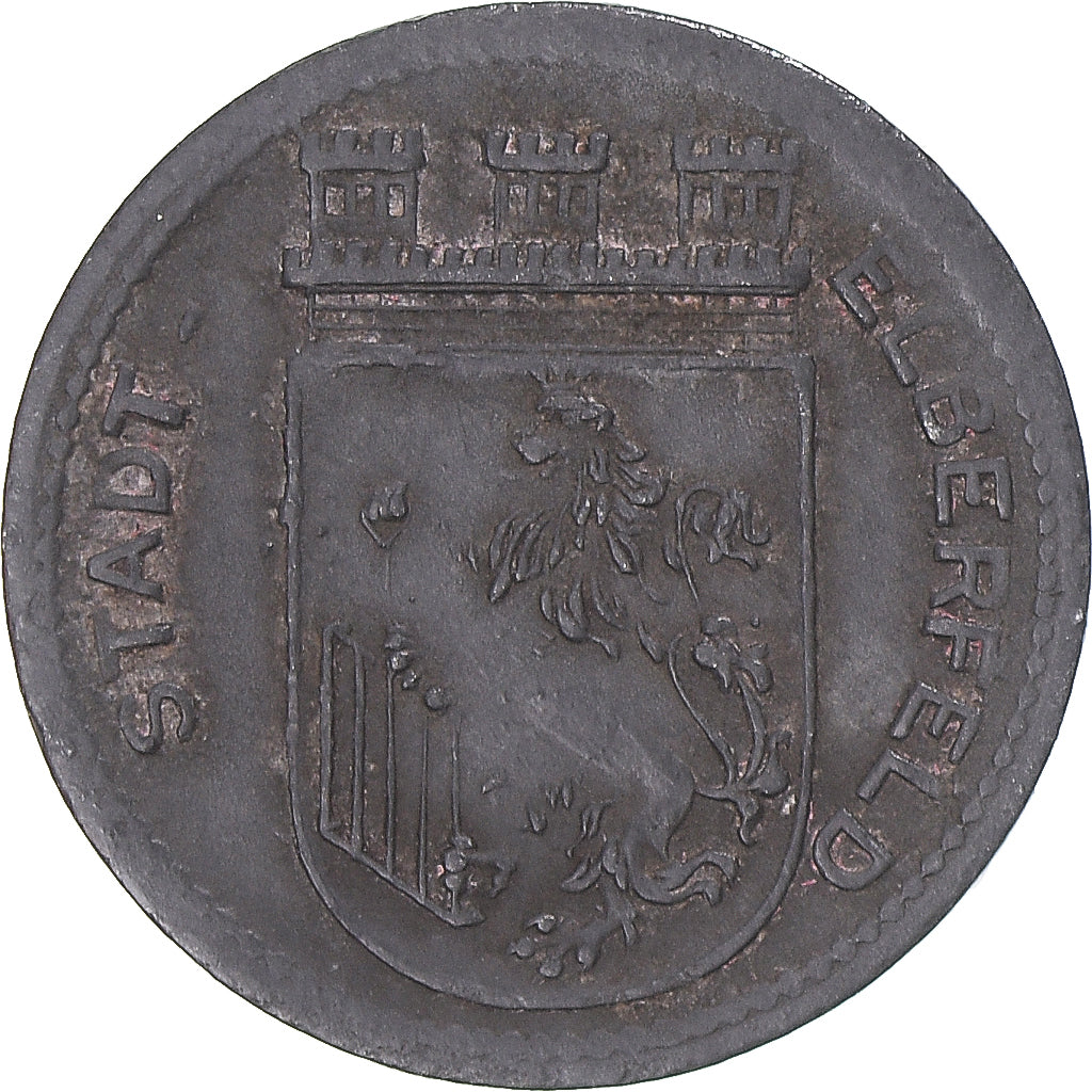 Moneta, Niemcy, Stadt Elberfeld, 5 Pfennig, 1917, Kriegsgeld, EF(40-45), Cynk
