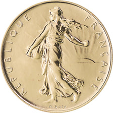 Coin, France, Semeuse, Franc, 2001, Paris, BU, MS(65-70), Gold, KM:925.1a
