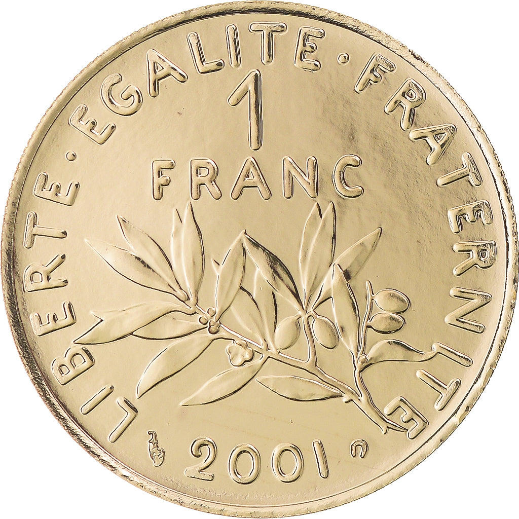 Coin, France, Semeuse, Franc, 2001, Paris, BU, MS(65-70), Gold, KM:925.1a