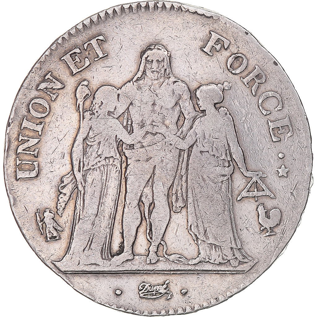 Coin, France, Union et Force, 5 Francs, AN 6, Paris, VF(30-35), Silver