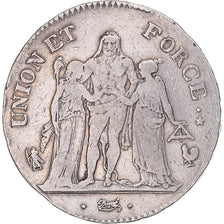 Coin, France, Union et Force, 5 Francs, AN 6, Paris, VF(30-35), Silver