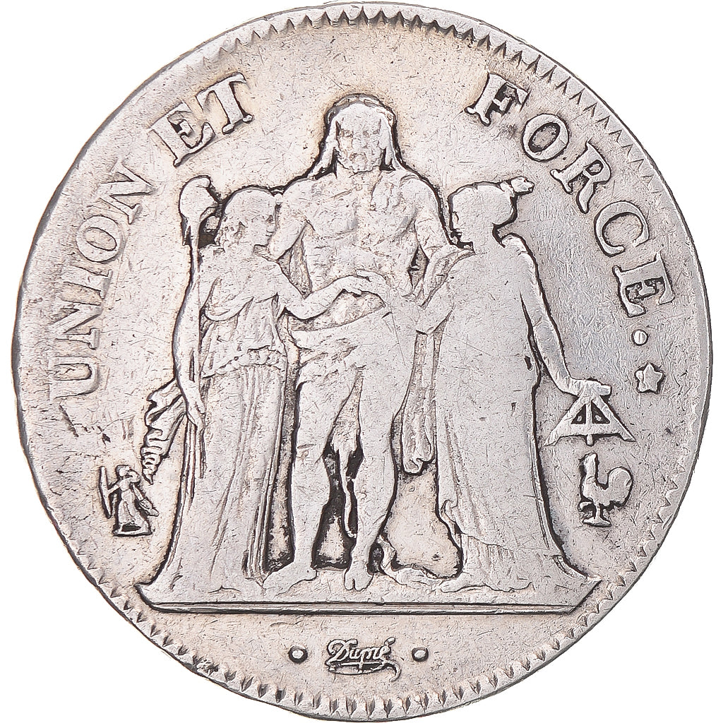 Monnaie, France, Union et Force, 5 Francs, An 10, Paris, TB+, Argent