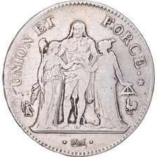 Monnaie, France, Union et Force, 5 Francs, An 10, Paris, TB+, Argent