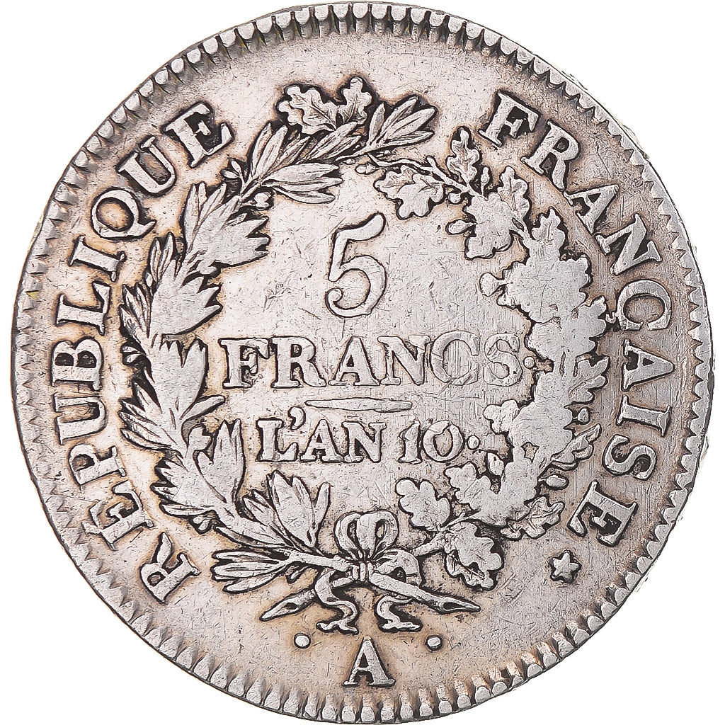 Monnaie, France, Union et Force, 5 Francs, An 10, Paris, TB+, Argent