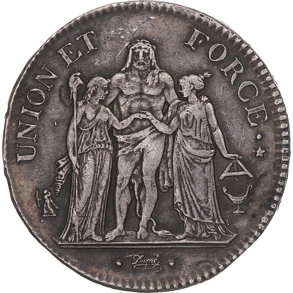 Coin, France, Union et Force, 5 Francs, An 10, Bordeaux, EF(40-45), Silver