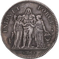 Coin, France, Union et Force, 5 Francs, An 10, Bordeaux, EF(40-45), Silver